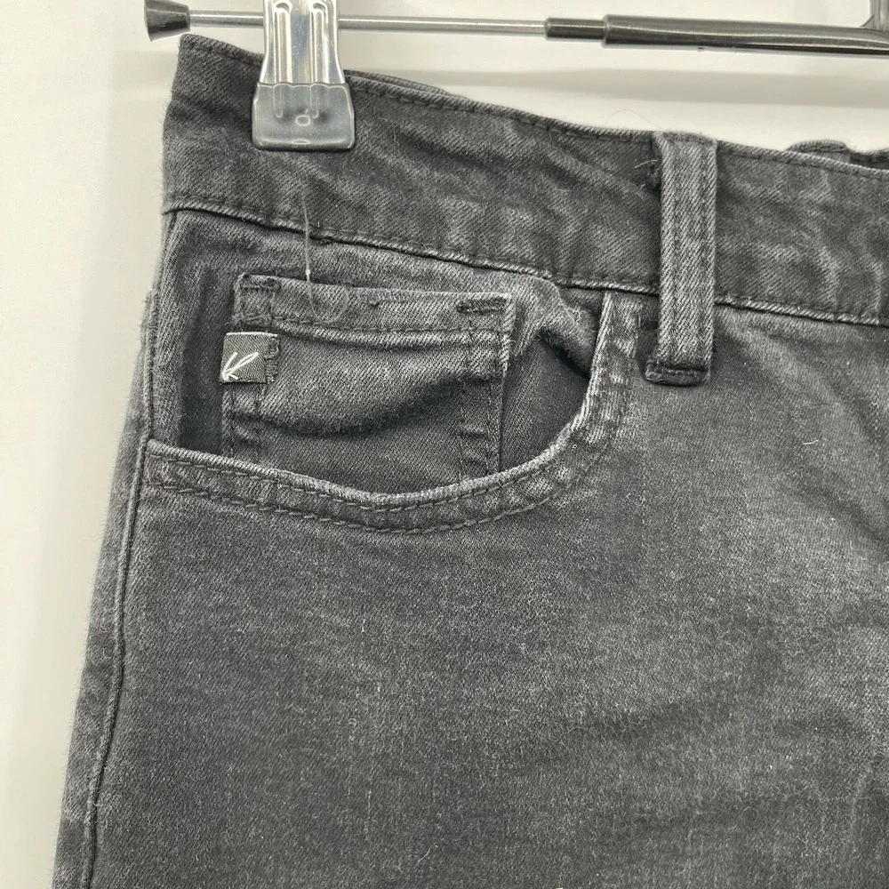 Kancan Jean Skirt Women S Black Denim Short Mini Raw Fray‎ Hem Stretch Med Wash